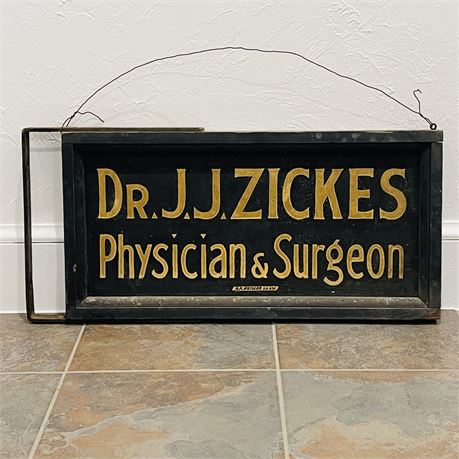 Circa 1940's Wood and Metal Doctor's Office Sign