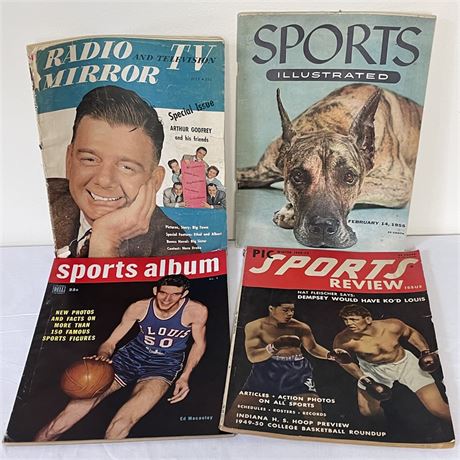 48-49 Sports Album, 49-50 Sports Review, '50 Radio Mirror and '55 Sports Illus.