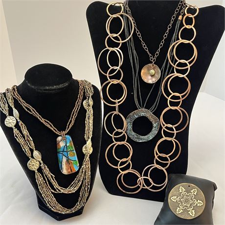 Copper & Copper Toned Jewelry with Solid Bronze Pendant