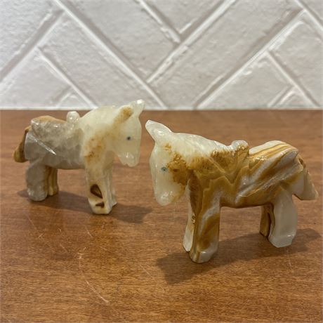 Pair of Carved Onyx Donkeys