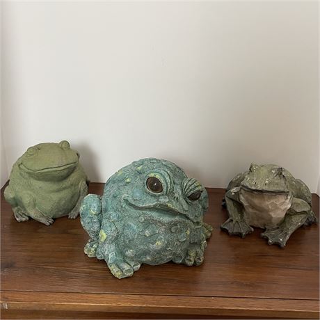 Grouping of Outdoor Resin Frog Garden Statues
