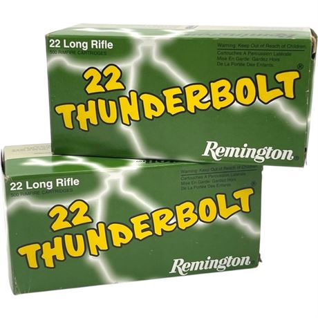 NIB Remington 22 Thunderbolt Long Rifle Round Nose 1000 Rimfire Cartridges