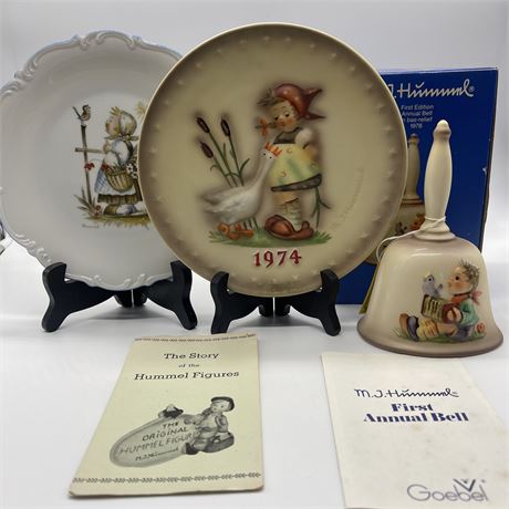 Vintage Goebel Hummel (2) Collectors Plates & Annual Bell