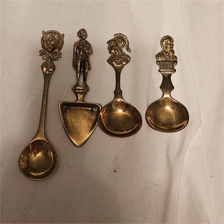 4 vintage brass  spoons