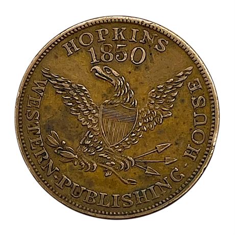 1850 Hopkins Western Publishing House Merchant Token Milwaukee Wisconsin