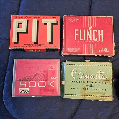 Vintage Card Games~ROOK, Canasta, Flinch & PIT