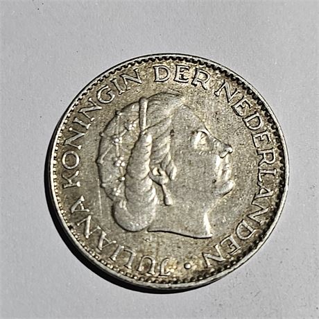 1 Gulden coin  Netherlands, minted in 1956.silver