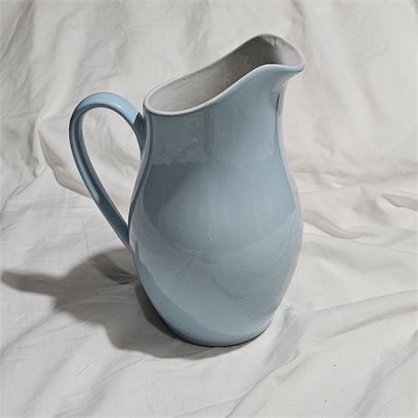 10 inchesl Tall Light Blue Stoneware Pottery Pitcher