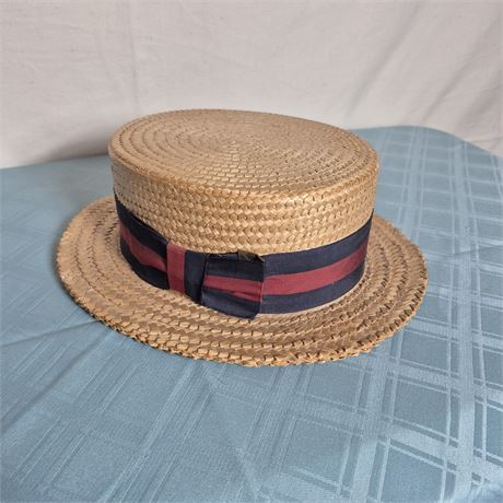 1920s–1930s Vintage Straw Boater Hat