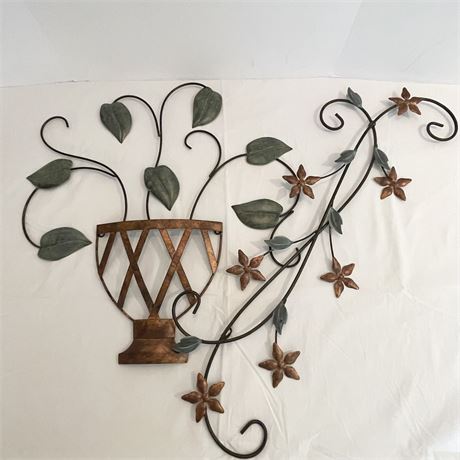 Metal Flower & Leaf Wall Art