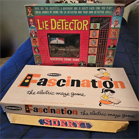 Vintage Board Games~Sorry, Facination & Lie Detector