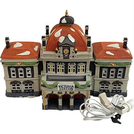 Heritage Village Collection "Victoria Station" Lighted Porcelain House