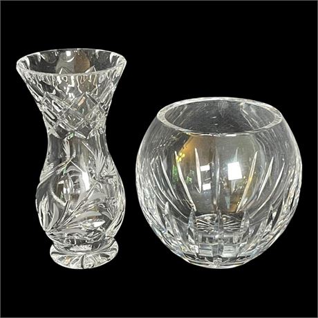 Vtg Gorham Crystal Vase & Atlantis Crystal Rose Bowl