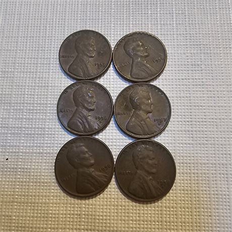 Lot of 6  Lincoln Wheat Penny,