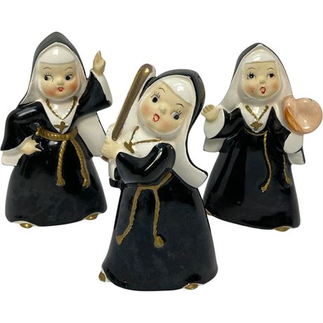 Vtg Baseball Player Nuns - Batter, Cather and Umpire