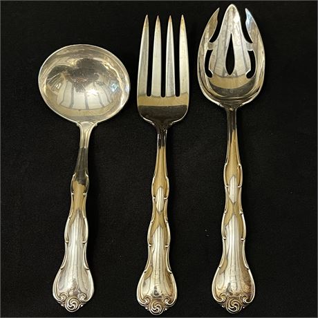 925 Sterling Silver Gorham "Rondo" 3pc Serveware Set