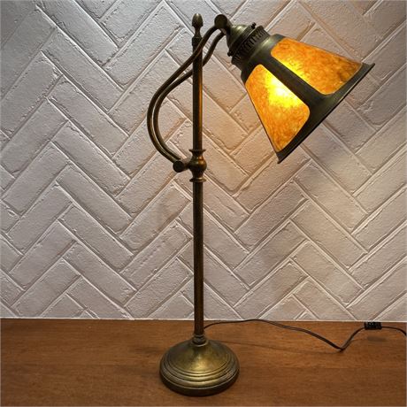 Adjustable 3-Way Stained Glass & Metal Table Lamp