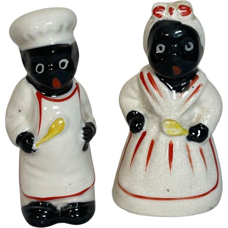 Vintage Black Americana Aunt Jemima & Uncle Moses Chef Shalt & Pepper Shakers