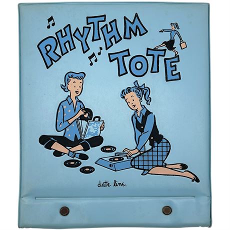 Vtg Date Line Rhythm Tote Vinyl Record Carrier for 45rpms w/ Misc Records