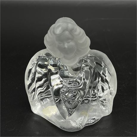 Fenton Clear Glass Angel with Frosted Head Paperweight