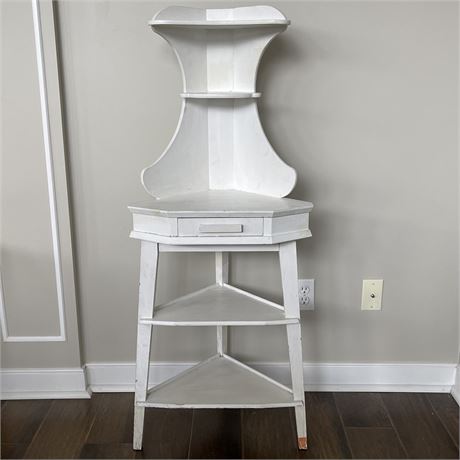 Vtg Corner Etagere Cabinet