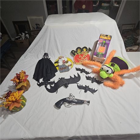 Collection of vintage Halloween decorations.