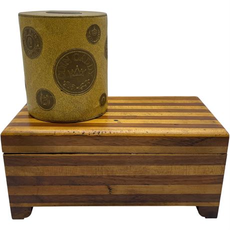 Vintage Coin Caddy and Wooden Trinket Box