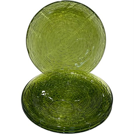 (4) Vtg Anchor Hocking "Avocado Soreno" 10" Snack Plates
