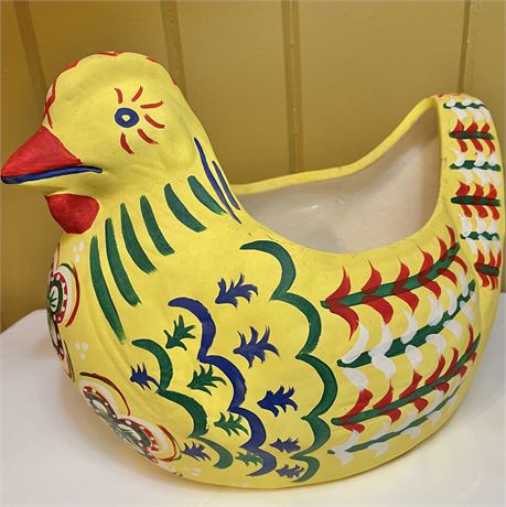 Stephanie Fox Hand Painted Pottery Chicken Planter