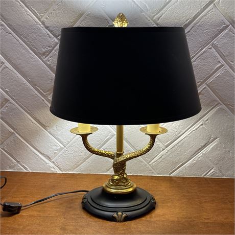 Double Fish Brass Taper-Holder-Style Base Table Lamp