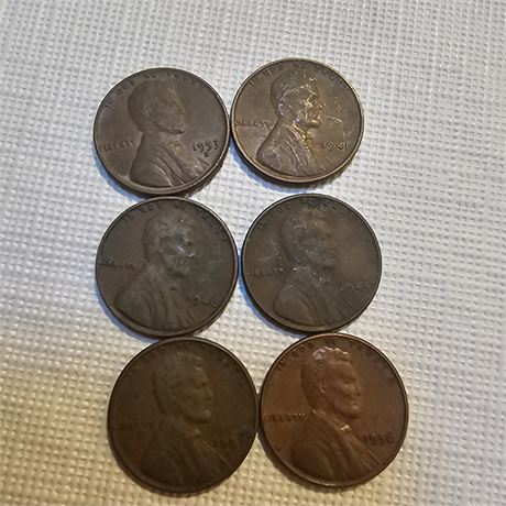 Lot of 6  Lincoln Wheat Penny,
