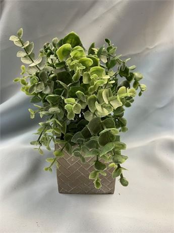 Artificial Planter with Gray Herringbone Pot