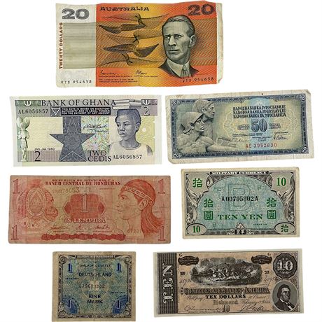 Vtg Foreign Bank Notes