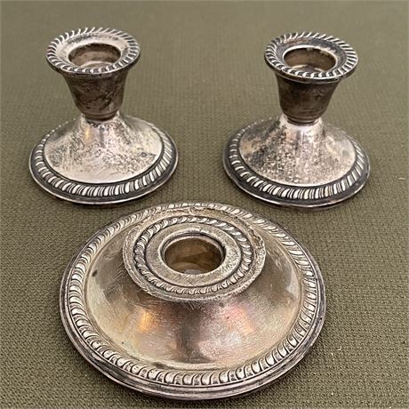 (3) Sterling Silver Candle Holders (weighted)