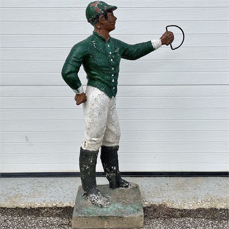 Vintage Painted Concrete Lawn Jockey