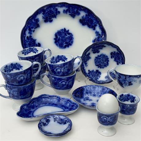 Vtg Coordinated Blue & White Floral Motif China