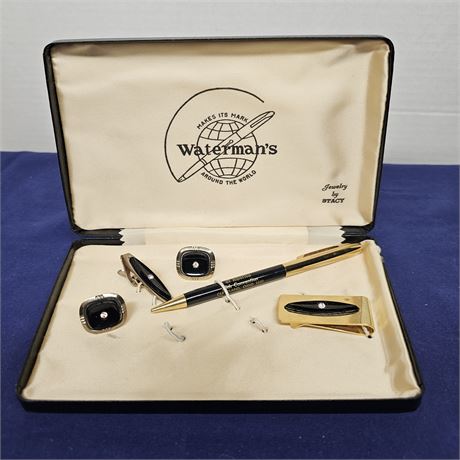 Waterman's Cuff Links, Tie Clip & Pen Set in Original Box