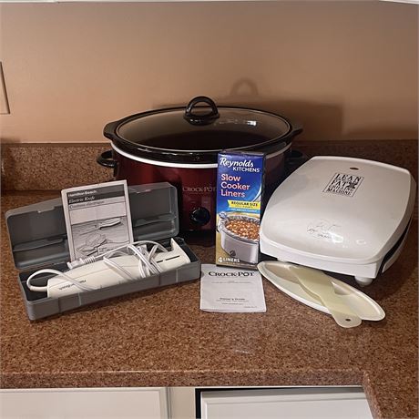 Kitchen Electronics with Crock Pot, Electric Knife and Foreman Grill