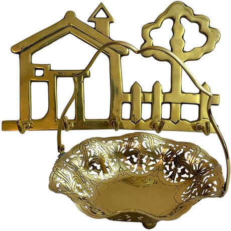 Solid Brass Key Holder & Footed Basket Dish