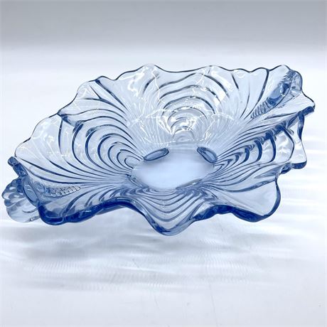 Cambridge Glass Caprice Blue Oval Ruffle Centerpiece Tray