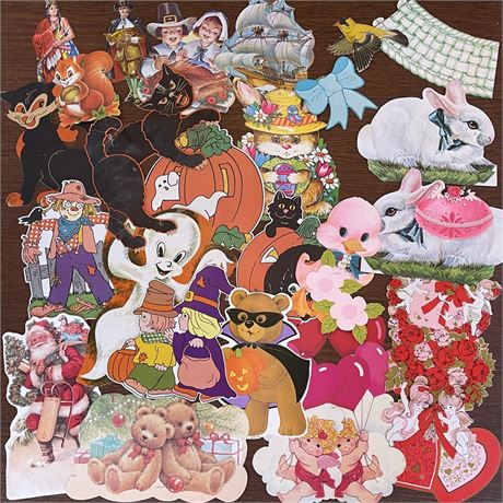 Collection of Vintage Die Cut Holiday Cut-outs