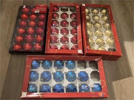 4 boxes assorted multicolor ornaments