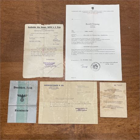 German World War ll Military Service Record Book and Employment Certificates