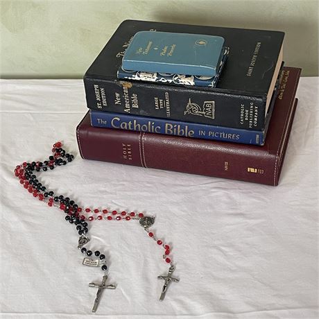 Bundle of Bibles with Two Rosaries