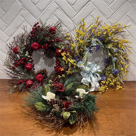 Three Decorative Twig Wreaths