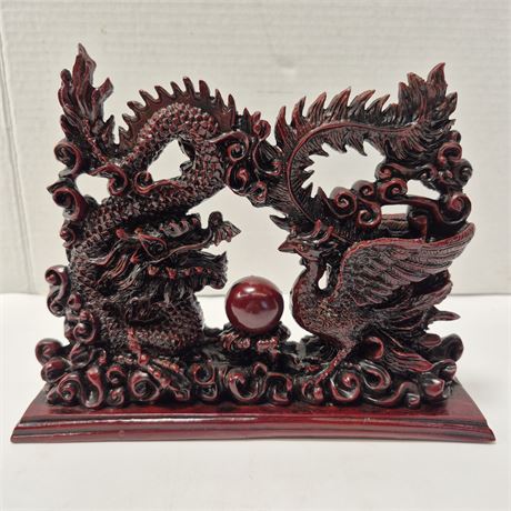 Chinese Fen Shui Dragon and Phoenix Statue
