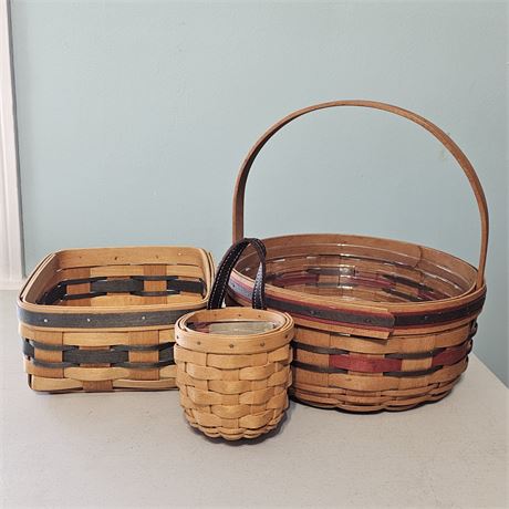 (2) Longaberger Baskets & (1) Royce Craft Baskets