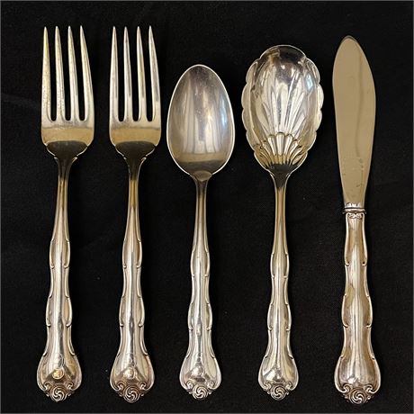 925 Sterling Silver Gorham "Rondo" 5pc Replacement Flatware / Serveware Set
