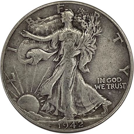 1942 Walking Liberty Silver Half Dollar Coin