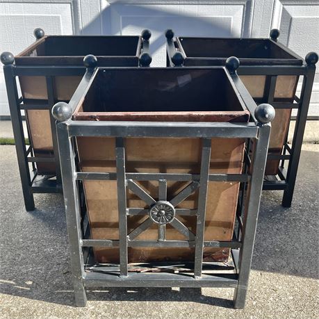 (3) Metal 2pc Planters